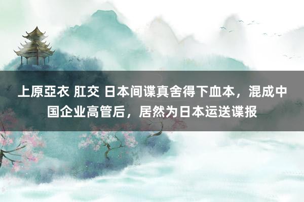 上原亞衣 肛交 日本间谍真舍得下血本，混成中国企业高管后，居然为日本运送谍报