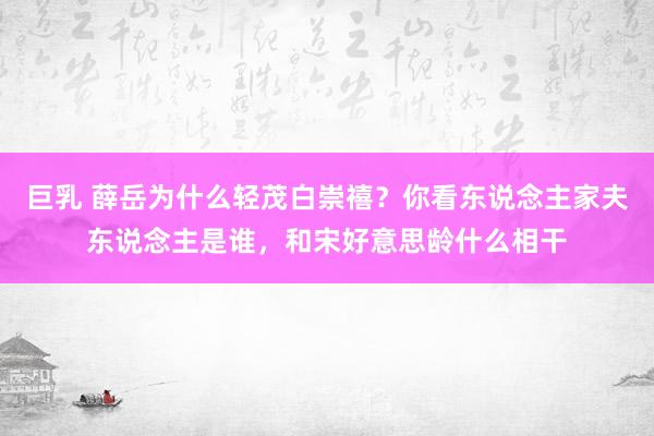 巨乳 薛岳为什么轻茂白崇禧？你看东说念主家夫东说念主是谁，和宋好意思龄什么相干