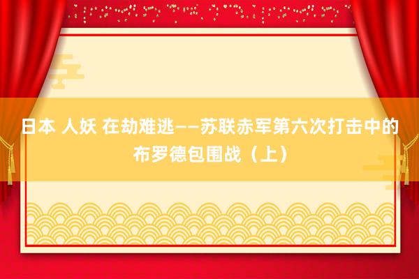 日本 人妖 在劫难逃——苏联赤军第六次打击中的布罗德包围战（上）