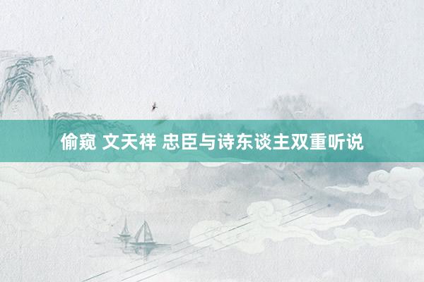 偷窥 文天祥 忠臣与诗东谈主双重听说