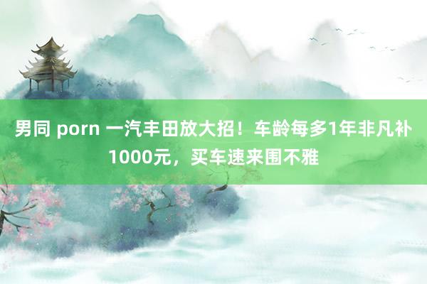 男同 porn 一汽丰田放大招！车龄每多1年非凡补1000元，买车速来围不雅