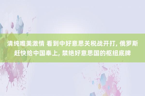 清纯唯美激情 看到中好意思关税战开打, 俄罗斯赶快给中国奉上, 禁绝好意思国的枢纽底牌