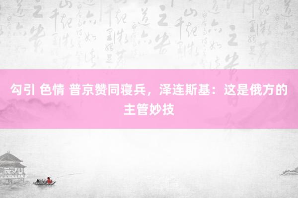 勾引 色情 普京赞同寝兵，泽连斯基：这是俄方的主管妙技