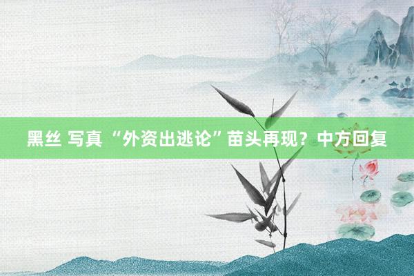 黑丝 写真 “外资出逃论”苗头再现？中方回复