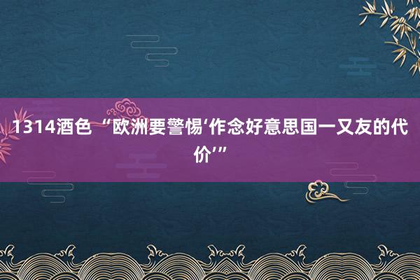 1314酒色 “欧洲要警惕‘作念好意思国一又友的代价’”